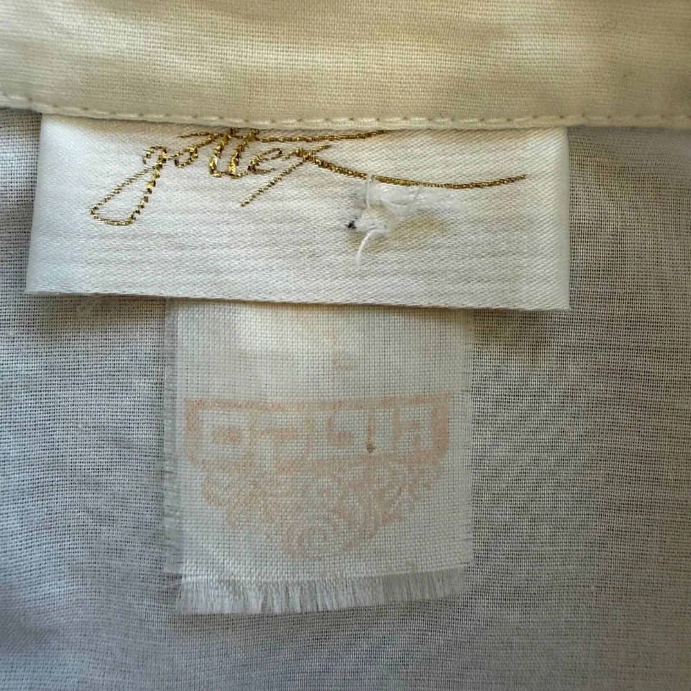 Vintage Gottex‎ White Short Sleeve Button Up Shirt Pocket Watch Embroidery L